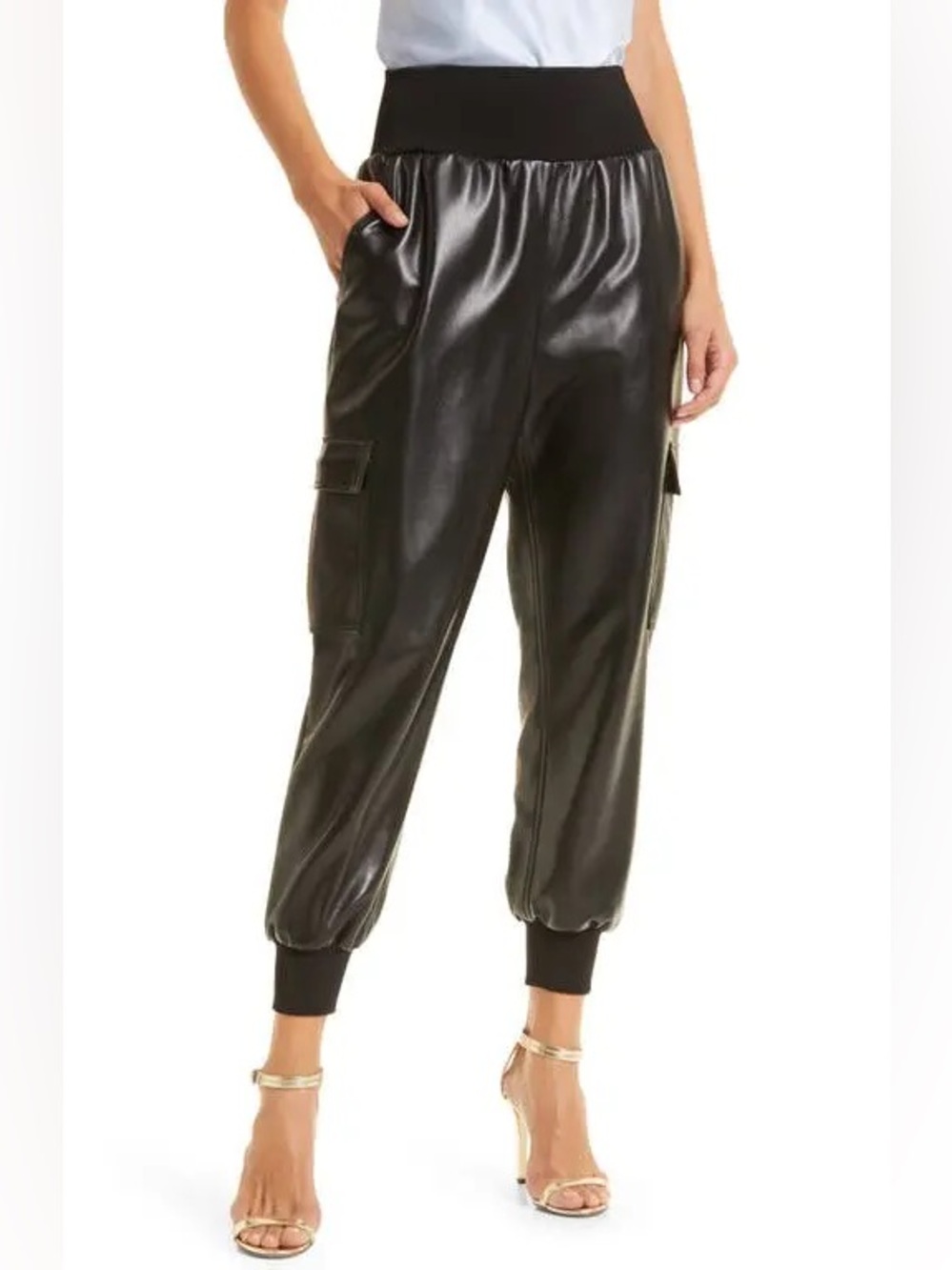 cinq a sept Giles Faux Leather Jogger Pants in Black size XS